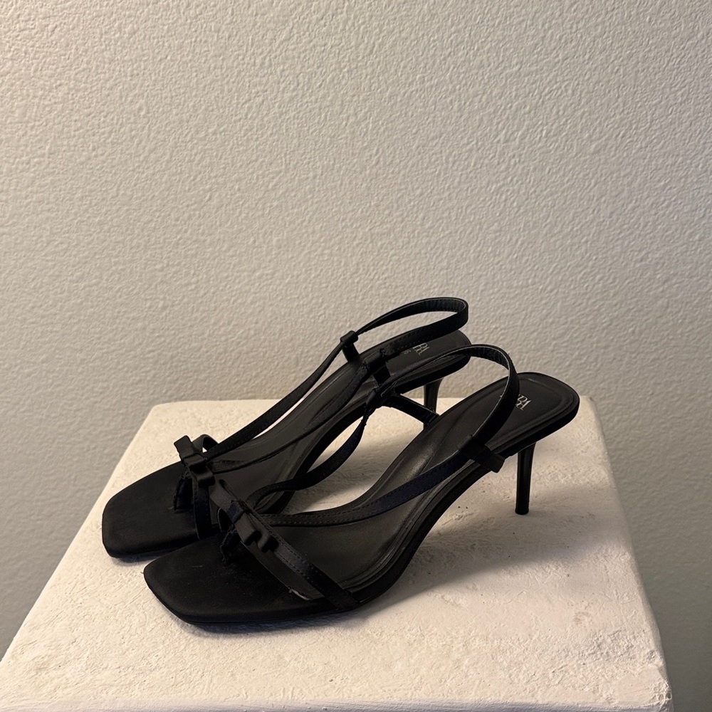Zara Black Bow Slingback Heels